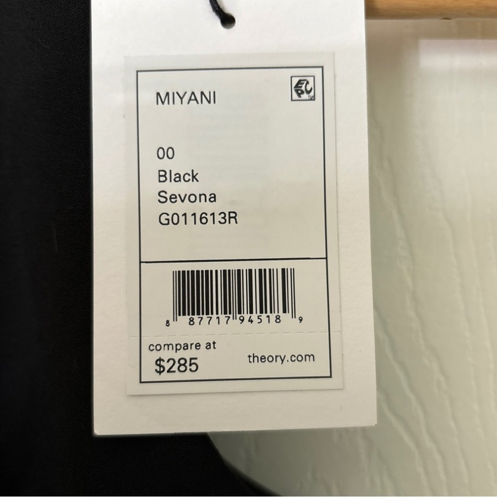 Theory Miyani Sevona Split Front Dress size 00 Black Stretch NWT - Picture 6 of 9